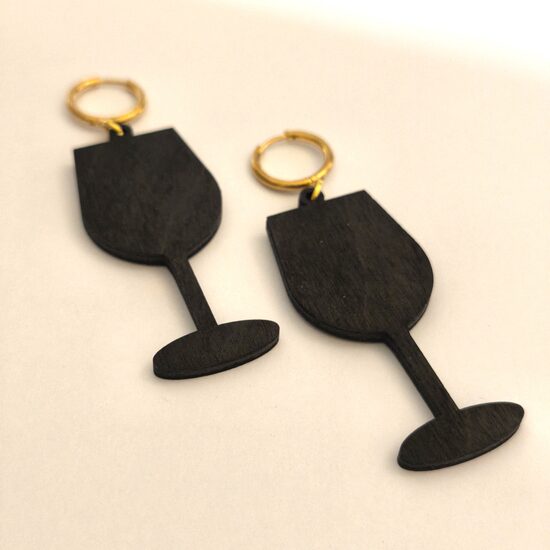 Koka auskari - Vīna glāzes 